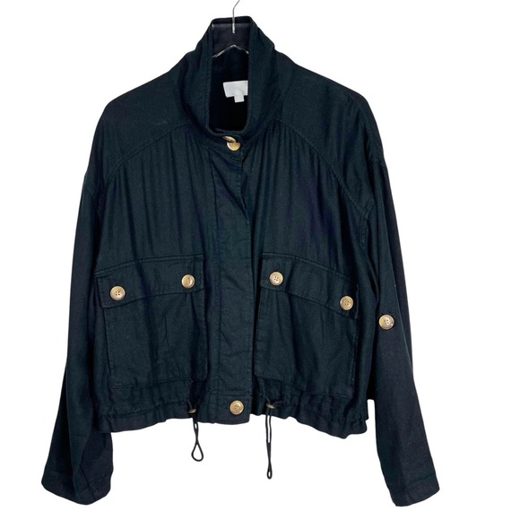EVERY Black Linen Blend Button Down Slouchy Lightweight Jacket Medium - Picture 1 of 5